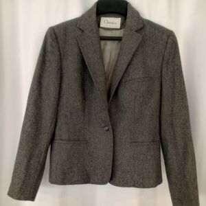 Vintage Classica Wool Blazer – Tailored Gray Minimalist Sz M